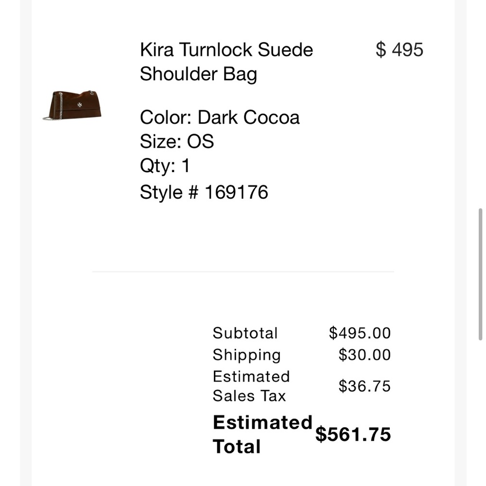 NEW WITHOUT TAGS Tory Burch Turnlock Kira Suede Shoulder Bag Dark Cocoa - Picture 6 of 6